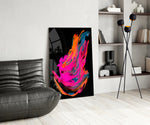 Colorful Winged panel adding feminine drama to a powder room