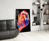 Colored Lava panel adding editorial drama to a lounge