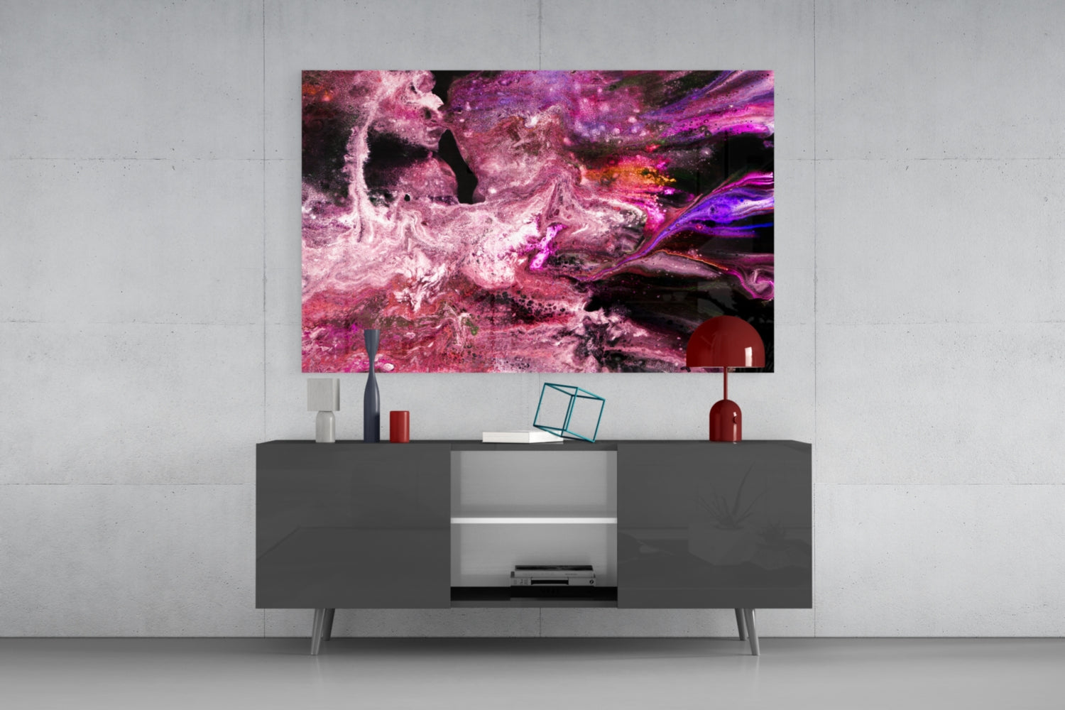 Purple Space Glass Wall Art.