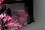 Purple Space artwork anchoring a wall with dreamy cosmic palette