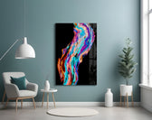 Colored Flow glass wall art styled above a desk in a creative teen room