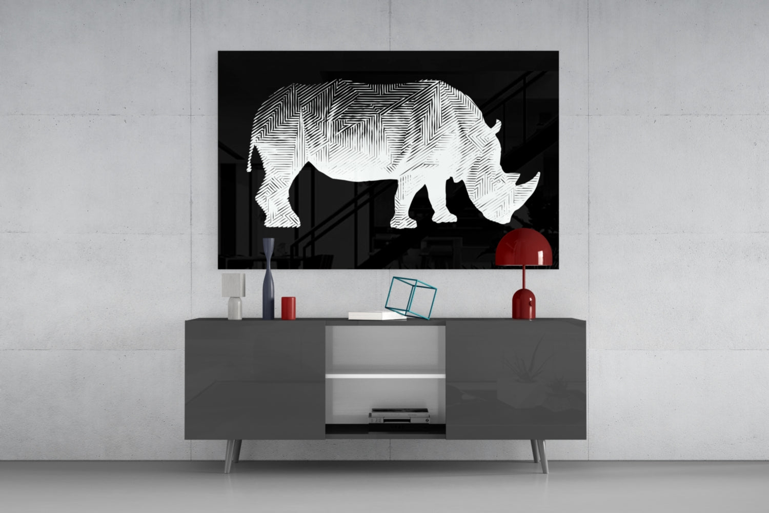 Rhino Glass Wall Art.