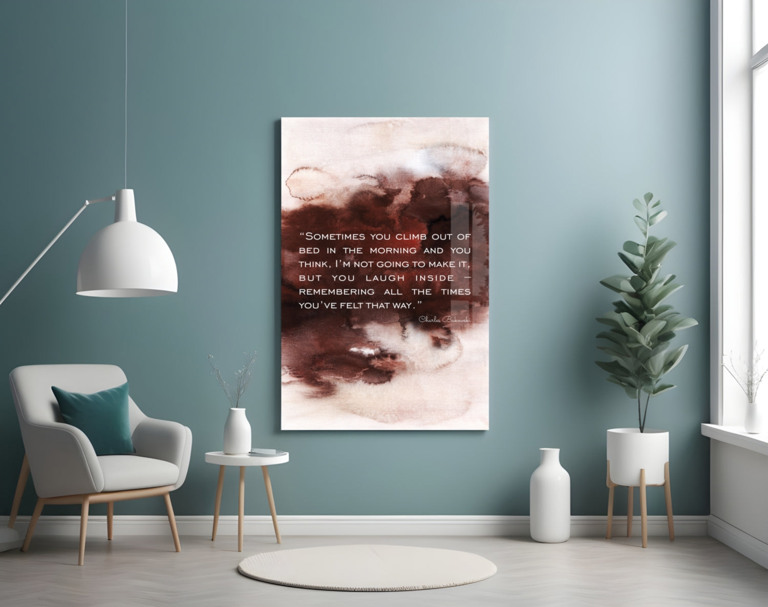 Bukowski Quotes Glass Wall Art.