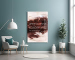 Bukowski Quotes glass wall art styled above a desk in a bookish study
