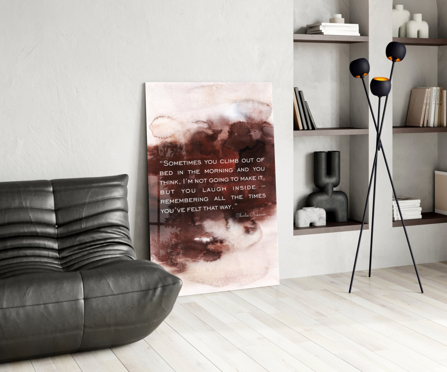 Bukowski Quotes Glass Wall Art.