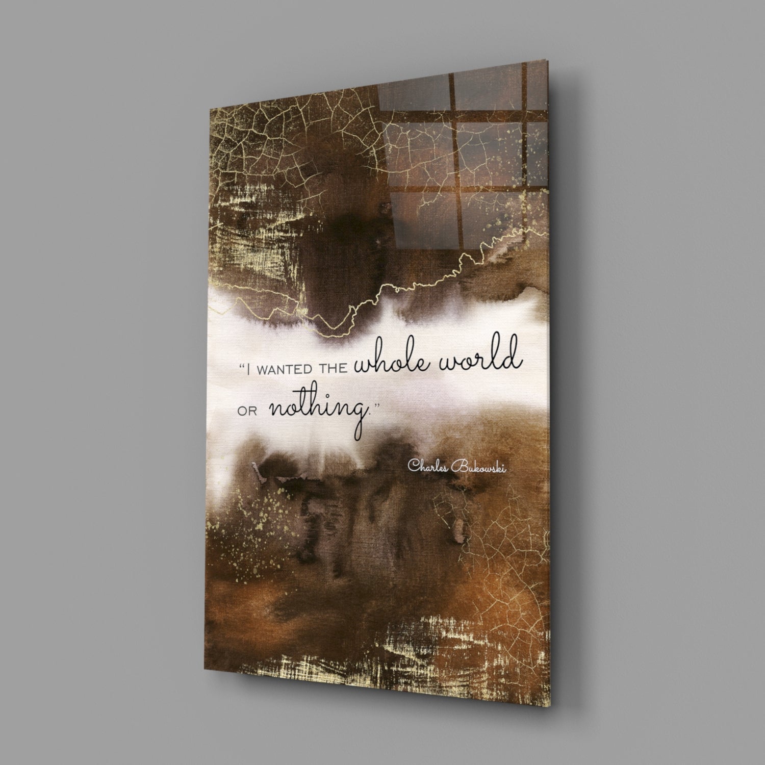 Bukowski Quotes Glass Wall Art.
