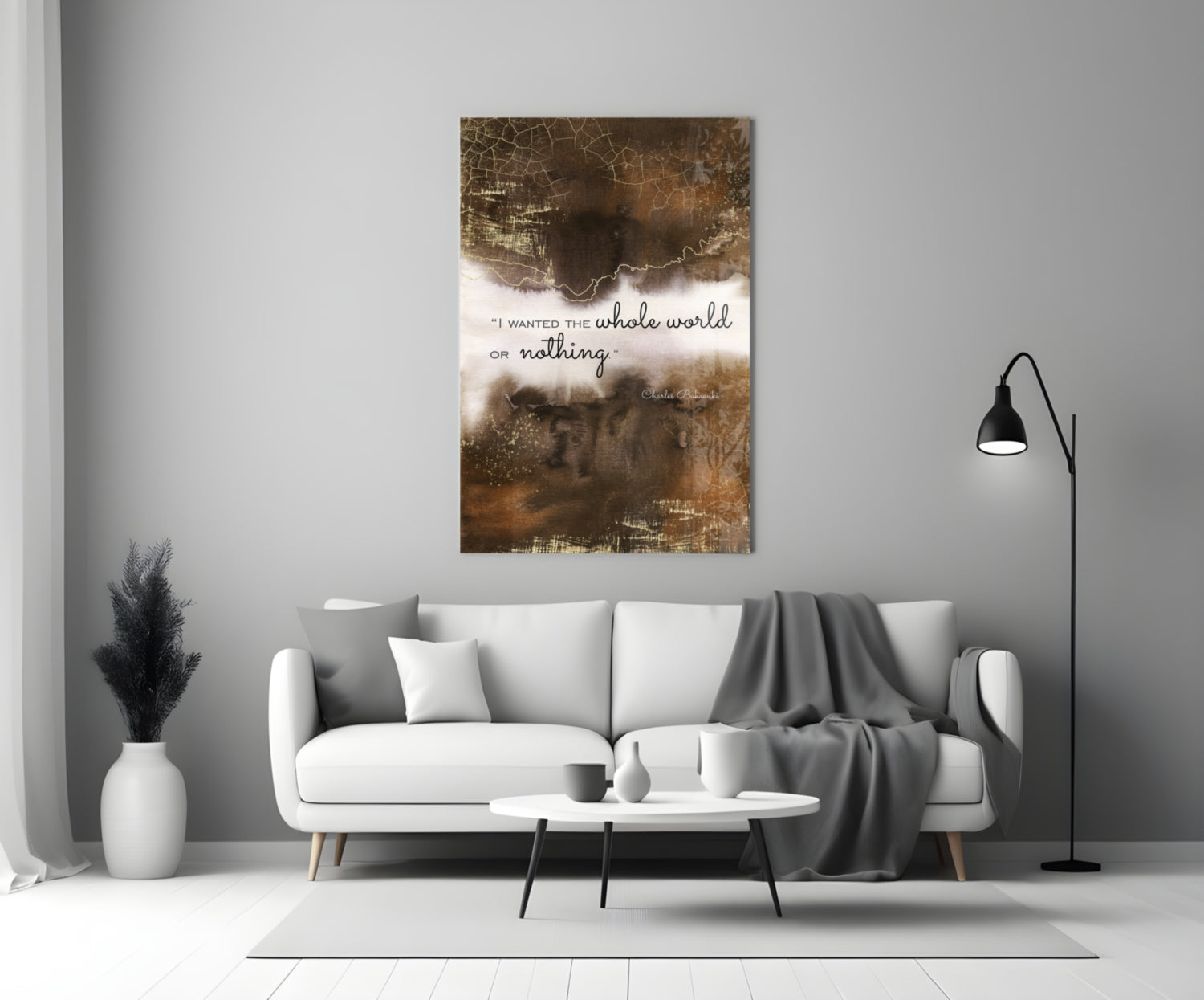 Bukowski Quotes Glass Wall Art.