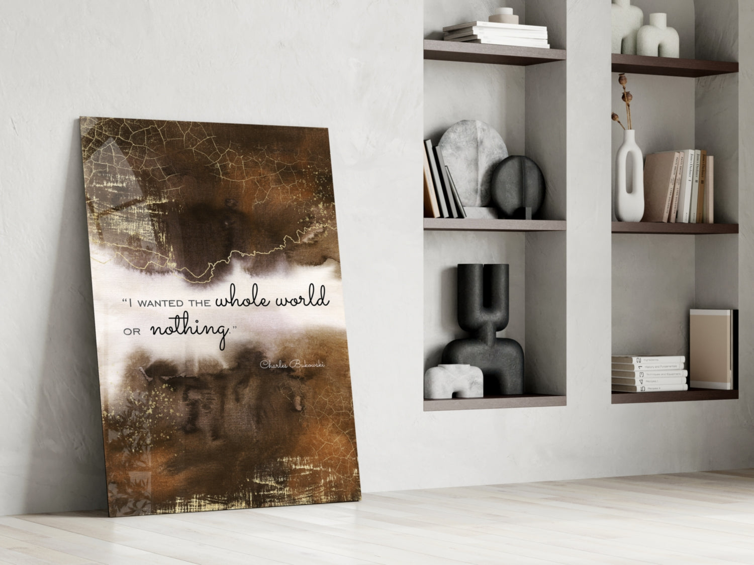 Bukowski Quotes Glass Wall Art.