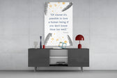 Bukowski Quotes panel catching soft light to reveal its painterly wash