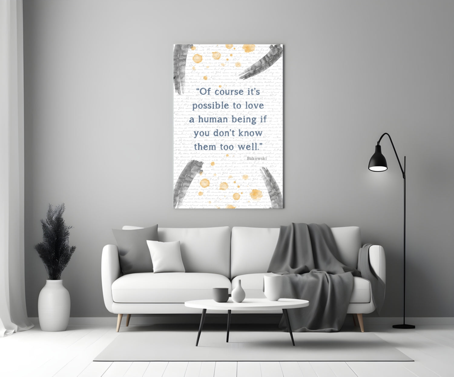 Bukowski Quotes Glass Wall Art.