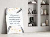 Bukowski Quotes glass print enhancing a library with editorial spirit