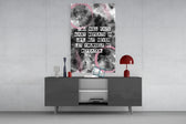 Angelou Words panel catching gallery light to reveal its rose enso circles
