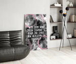 Angelou Words panel adding feminine drama to a powder room