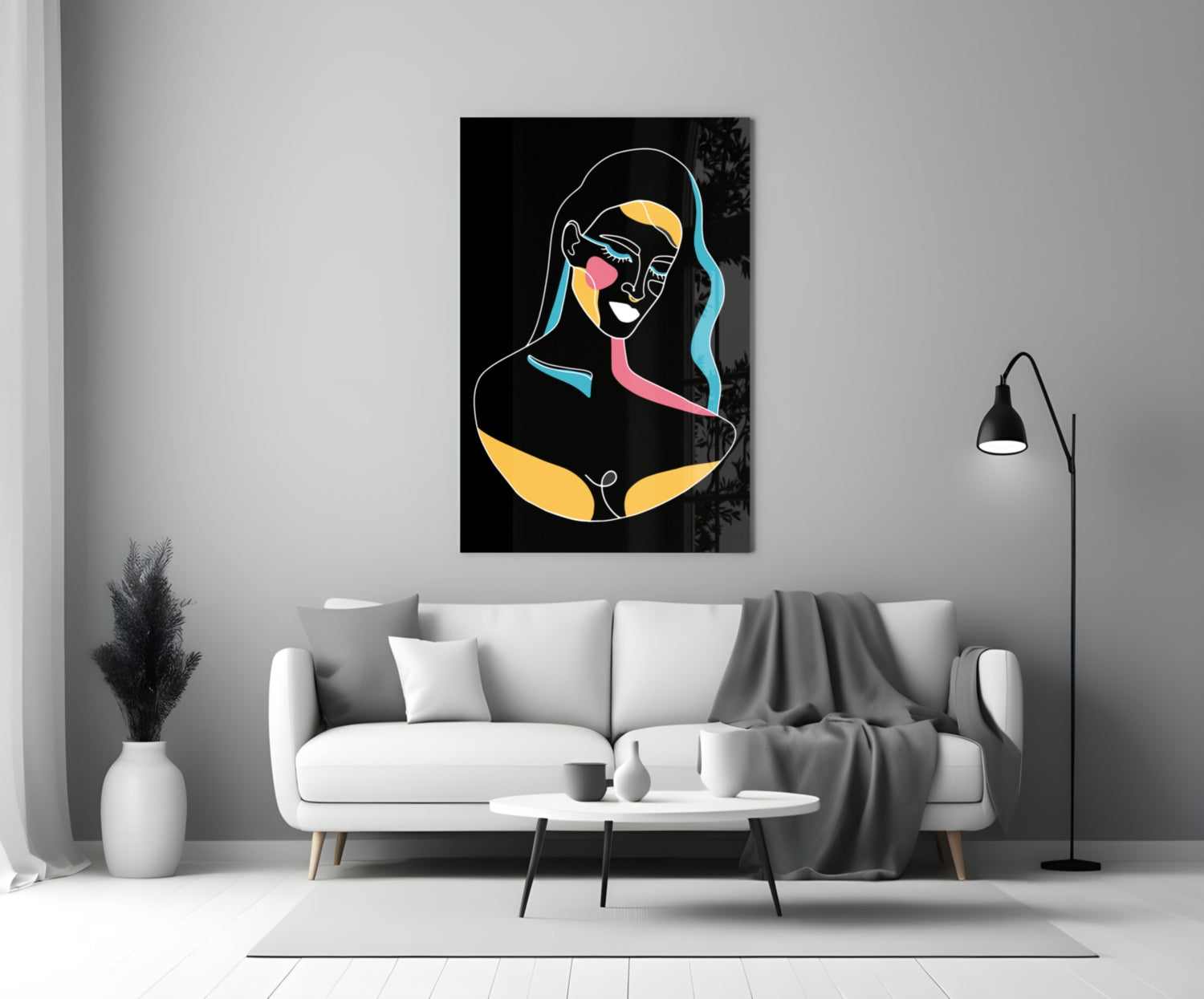 Abstract Colorful Portrait Glass Wall Art.