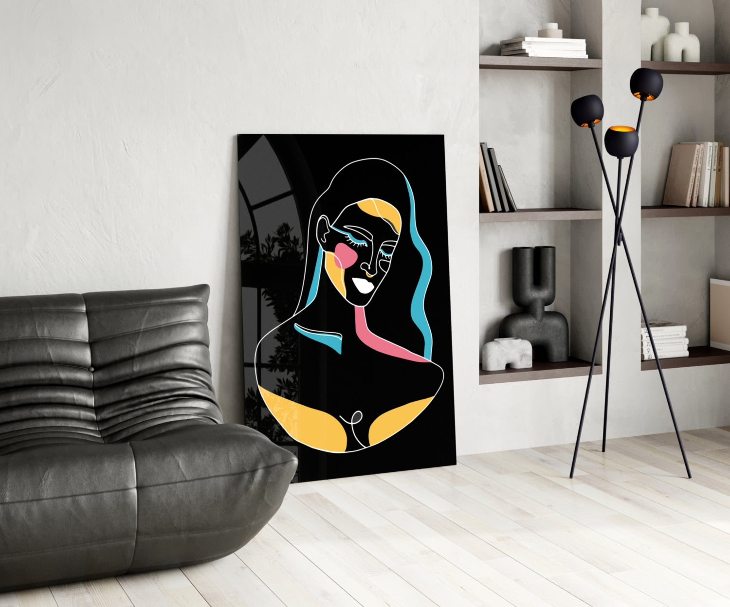 Abstract Colorful Portrait Glass Wall Art.