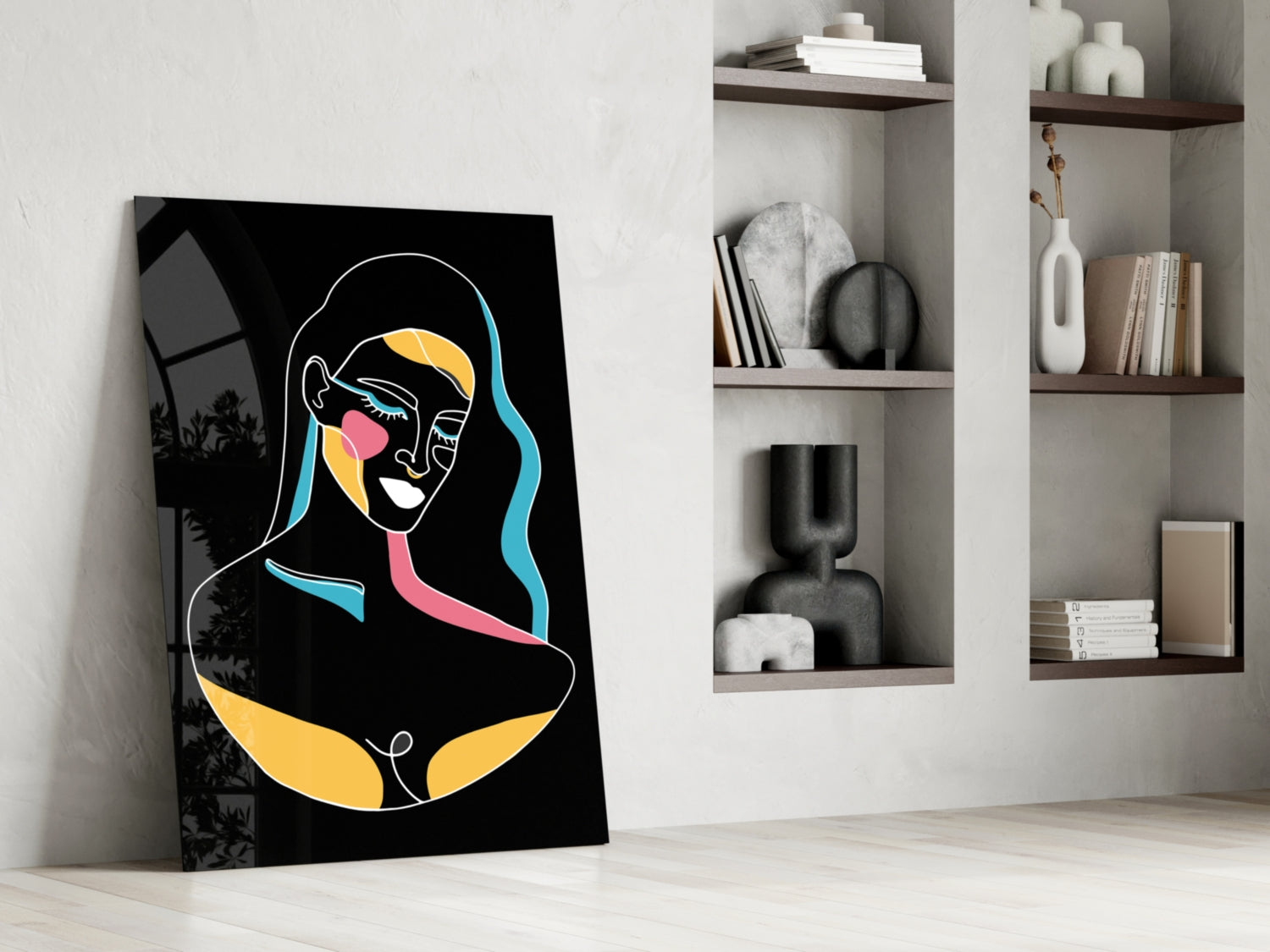 Abstract Colorful Portrait Glass Wall Art.