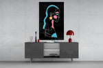 Abstract Colorful Portrait panel catching gallery light to reveal its profile contour