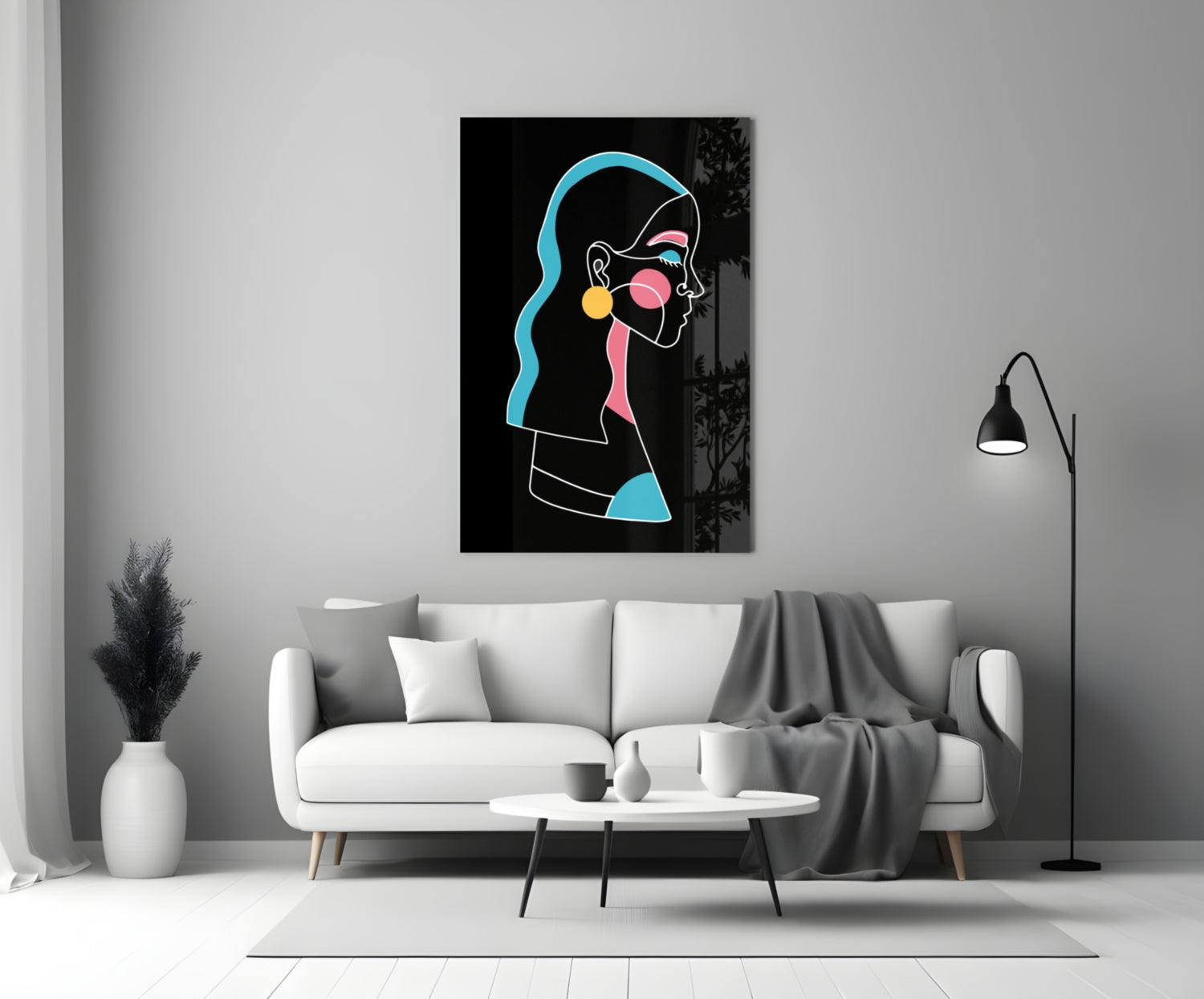 Abstract Colorful Portrait Glass Wall Art.
