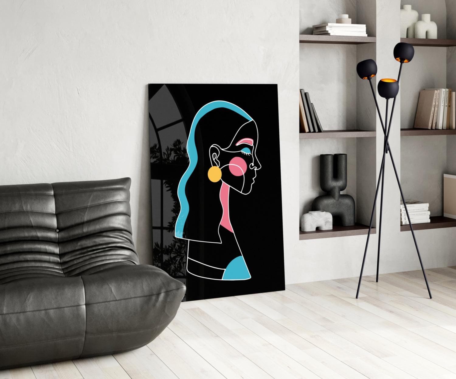 Abstract Colorful Portrait Glass Wall Art.
