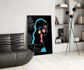 Abstract Colorful Portrait panel adding contemporary mood to a dressing area