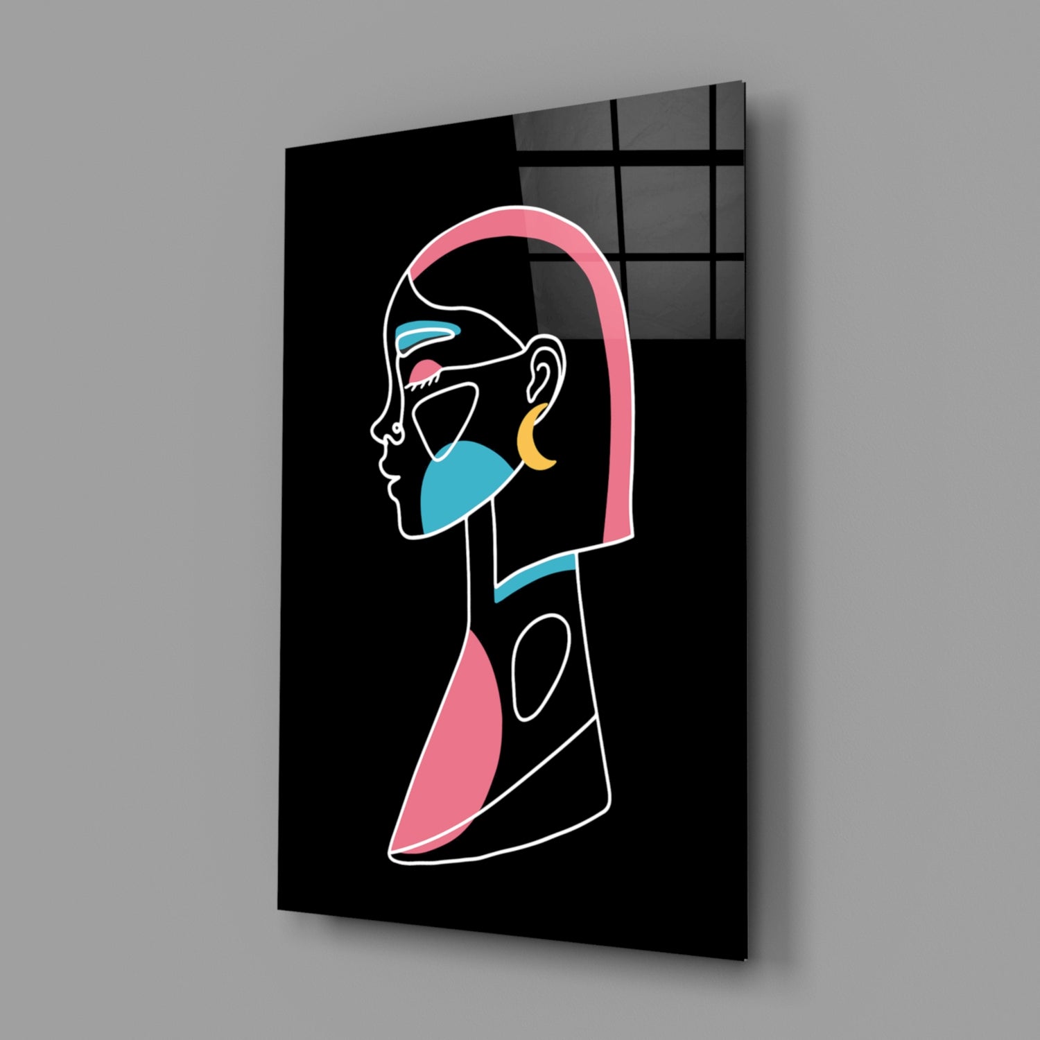 Abstract Colorful Portrait Glass Wall Art.