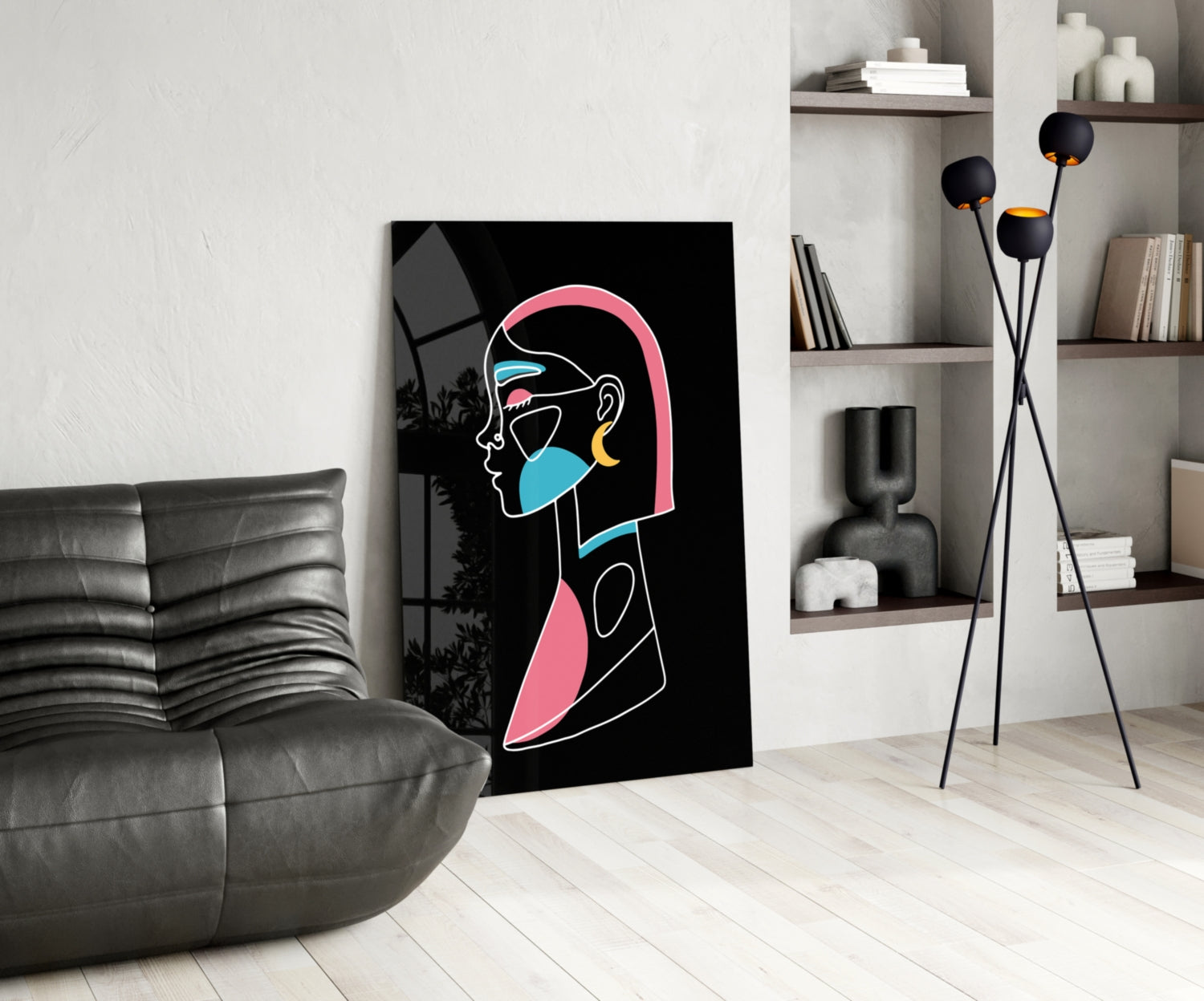 Abstract Colorful Portrait Glass Wall Art.