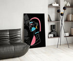 Abstract Colorful Portrait panel adding contemporary mood to a dressing area