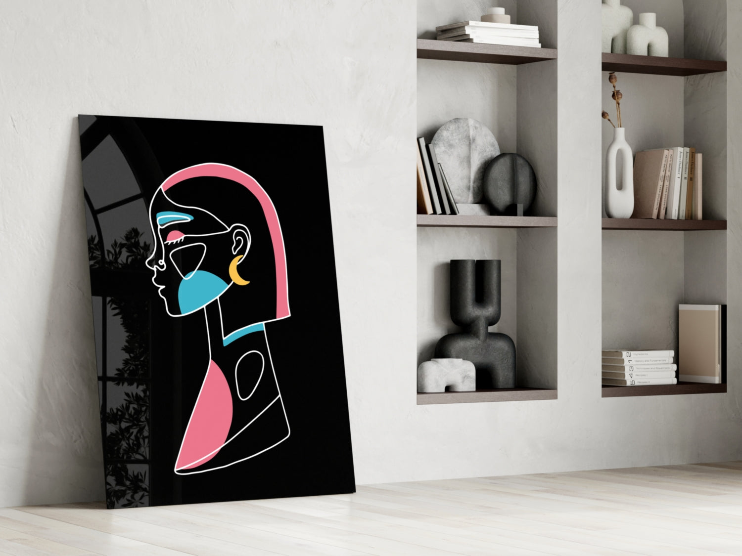 Abstract Colorful Portrait Glass Wall Art.