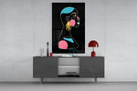 Abstract Colorful Portrait panel catching gallery light to reveal its angular shoulders