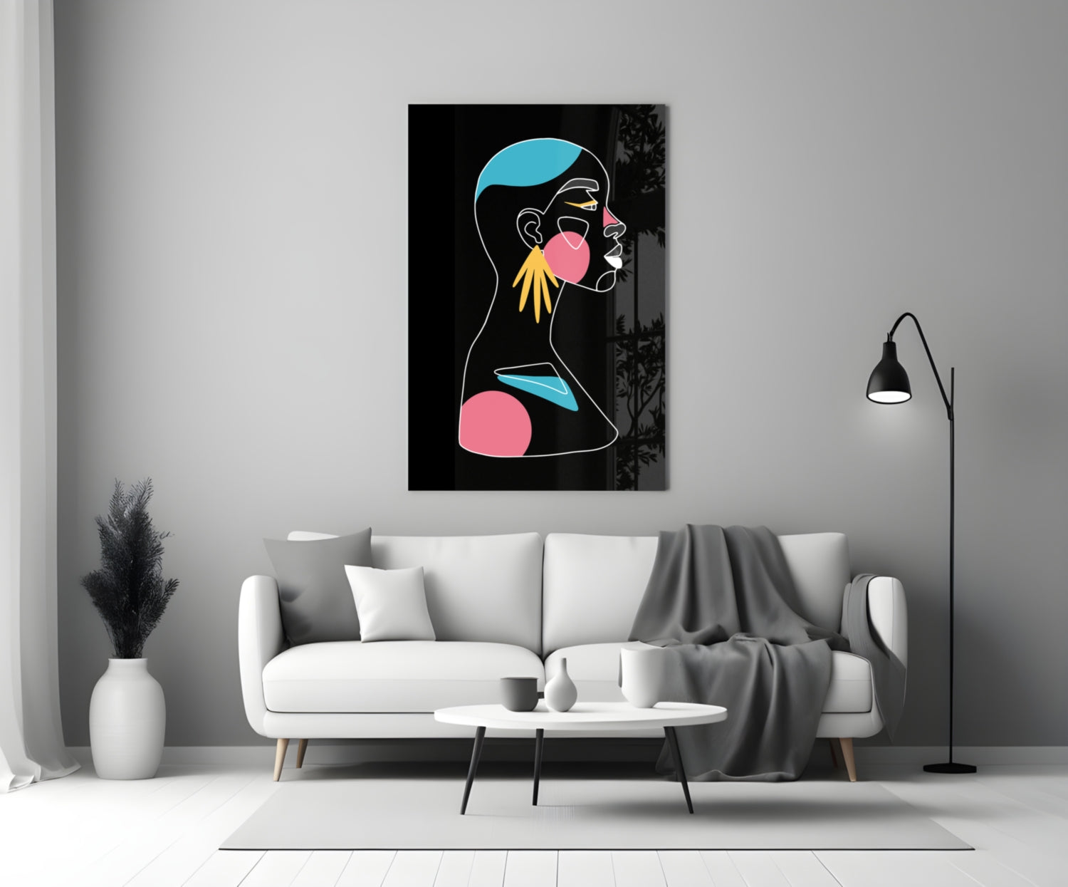 Abstract Colorful Portrait Glass Wall Art.