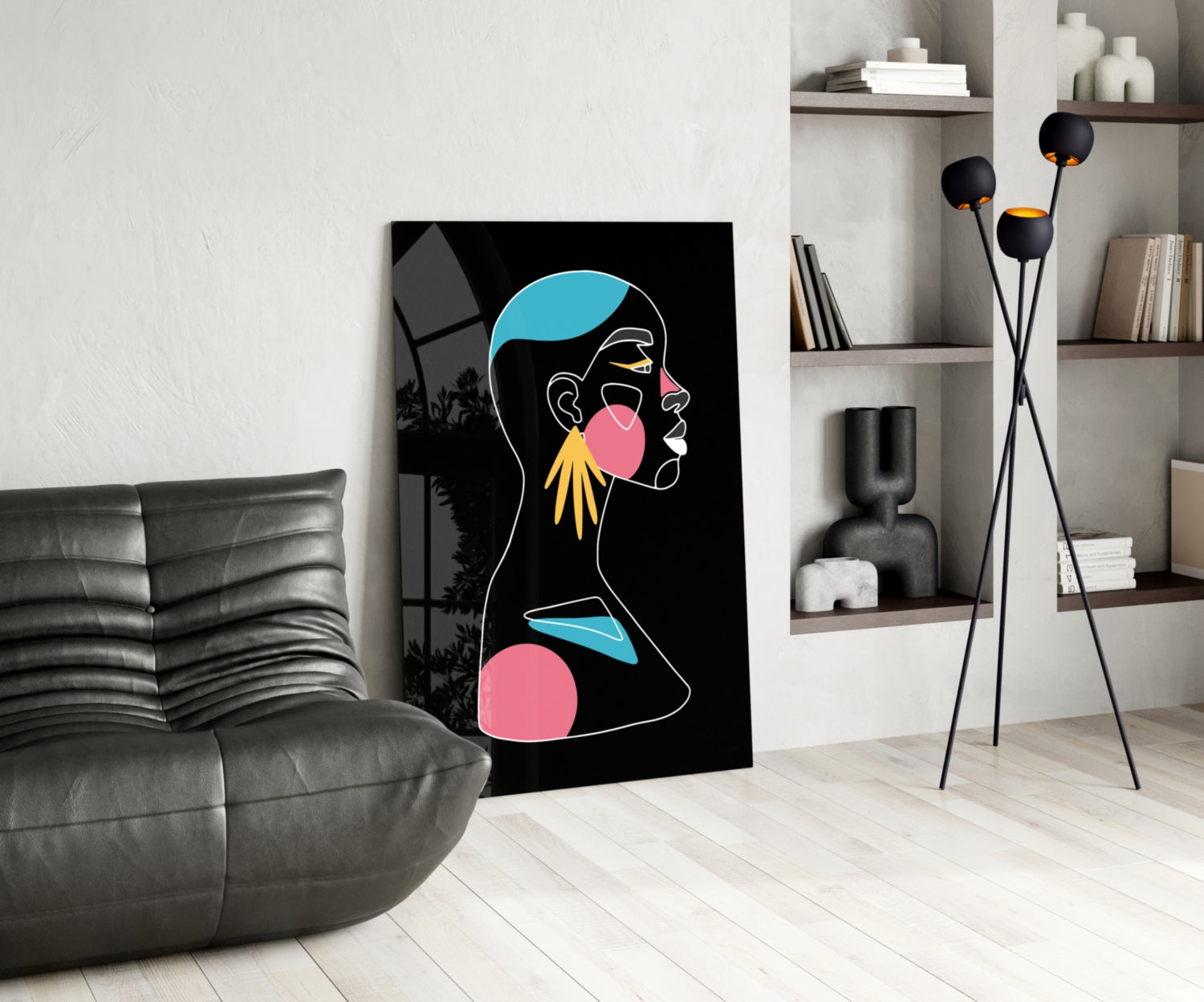 Abstract Colorful Portrait Glass Wall Art.