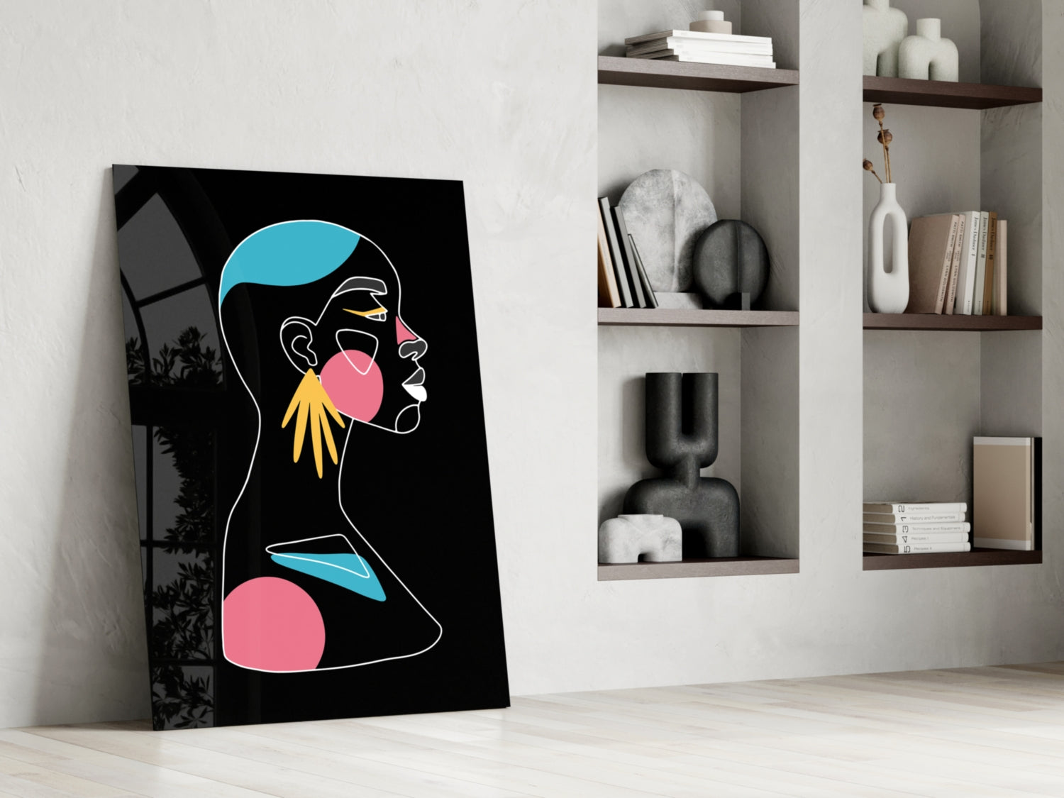 Abstract Colorful Portrait Glass Wall Art.