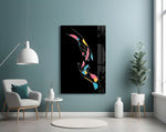 Abstract Colorful Hands glass wall art styled above a vanity in a powder room