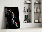 Abstract Colorful Hands glass print enhancing a bedroom with quiet intimacy