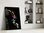 Abstract Colorful Hands glass print enhancing a bedroom with quiet intimacy
