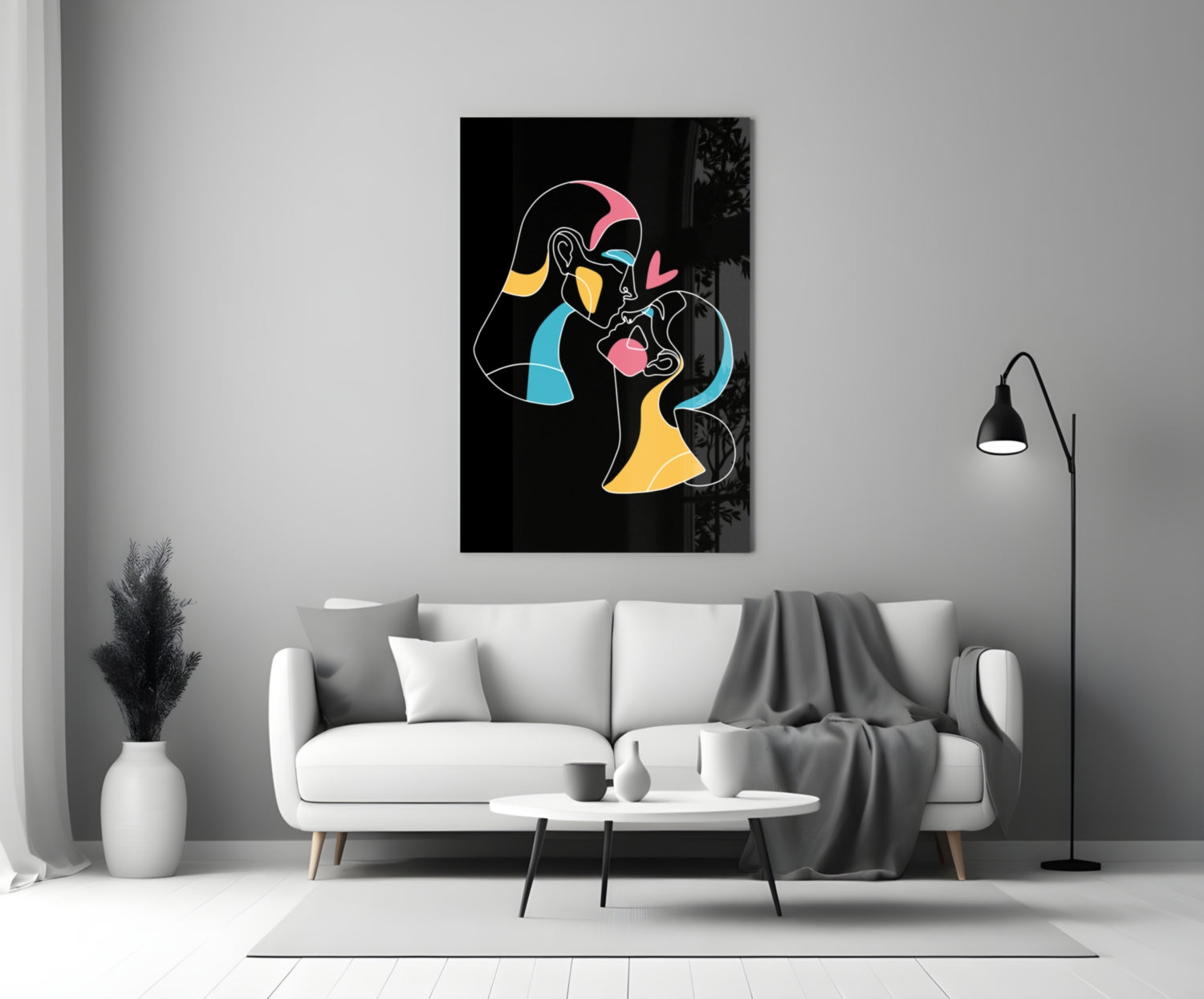 Abstract Colorful Portrait Glass Wall Art.