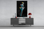 Abstract Colorful Flowers panel catching gallery light to reveal its bold contour