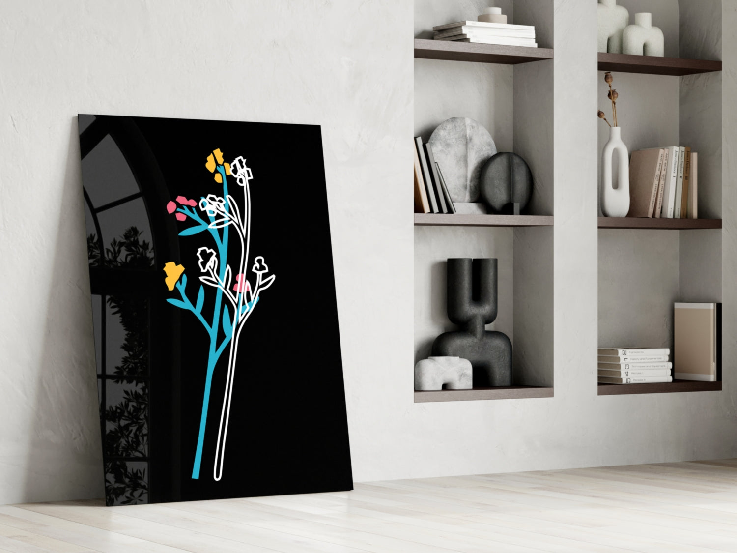 Abstract Colorful Flowers Glass Wall Art.