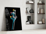 Abstract Colorful Flowers glass print enhancing a teen room with creative spark