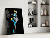 Abstract Colorful Flowers glass print enhancing a teen room with creative spark