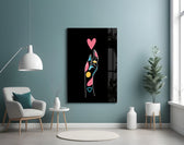 Abstract Colorful Hand glass wall art styled above a vanity in a powder room