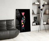 Abstract Colorful Hand panel adding editorial mood to a dressing area
