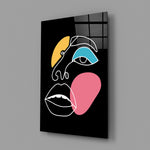 Face-fragment panel bringing editorial spark to a contemporary living space