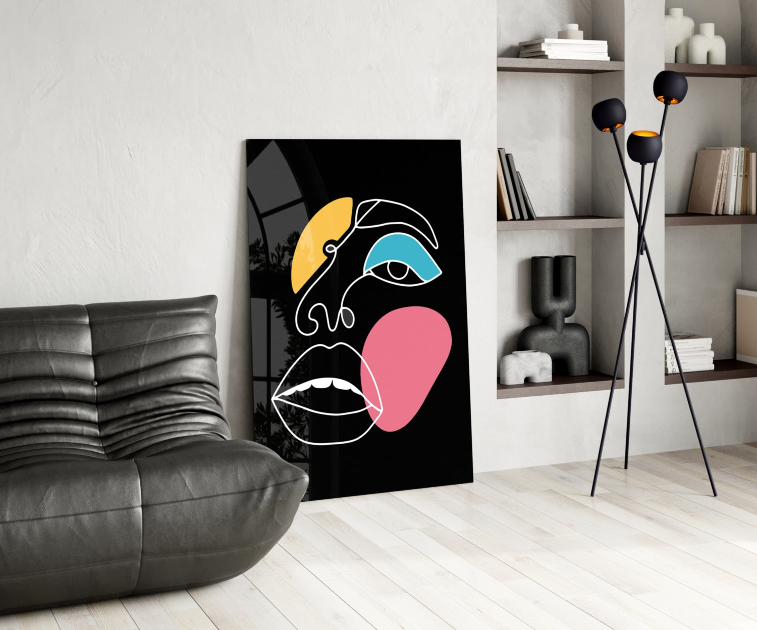 Abstract Colorful Face Glass Wall Art.