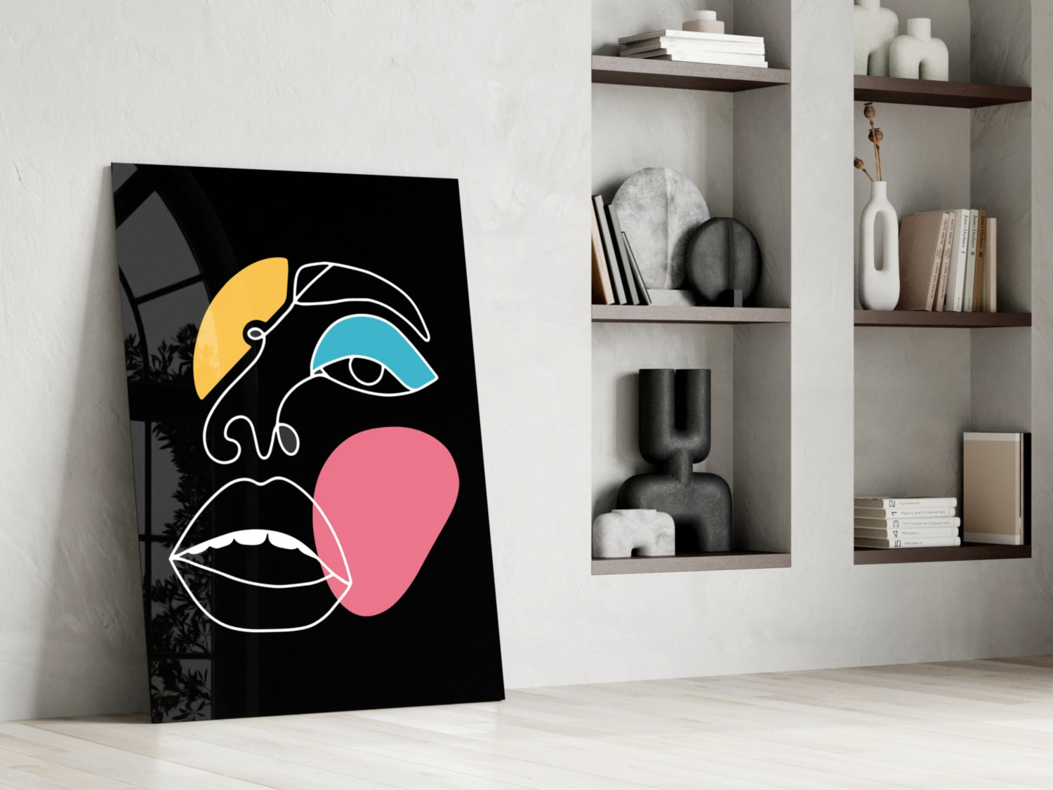 Abstract Colorful Face Glass Wall Art.