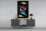 Abstract Colorful Portrait panel catching gallery light to reveal its geometric contour
