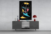Abstract Colorful Portrait panel catching gallery light to reveal its geometric contour