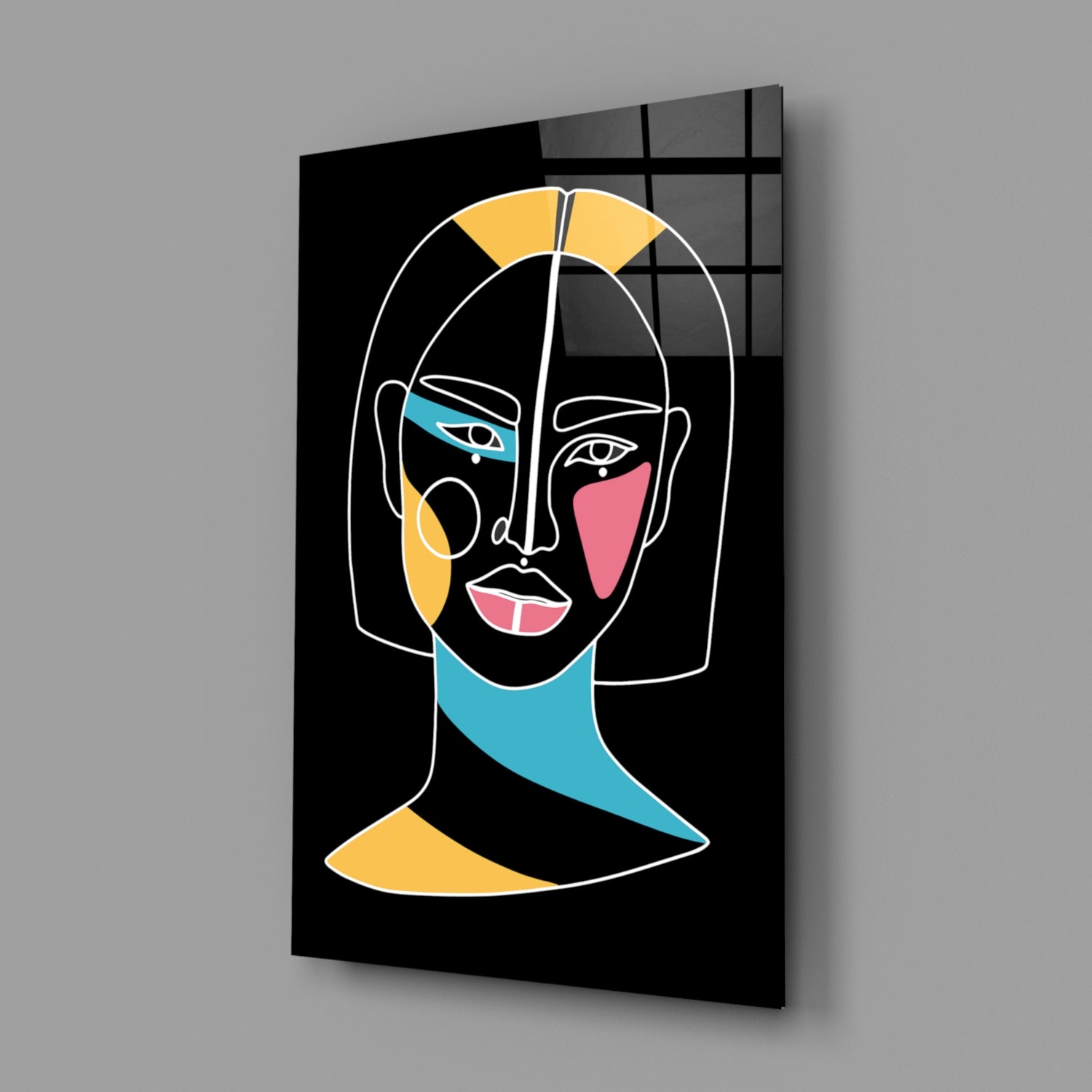 Abstract Colorful Portrait Glass Wall Art.