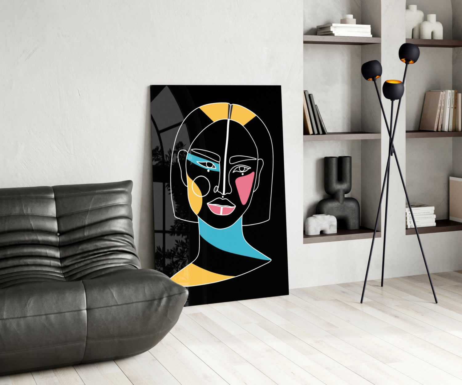 Abstract Colorful Portrait Glass Wall Art.