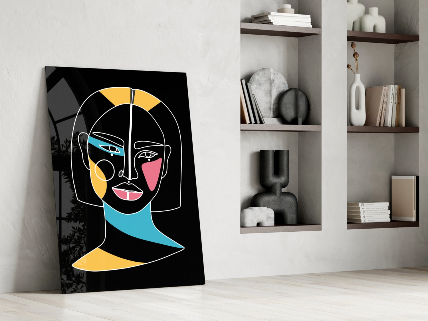 Abstract Colorful Portrait Glass Wall Art.